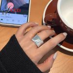 Rings for Women Couple 925 Sterling Silver Minimalist Handmade Simple Wide Interware Ring