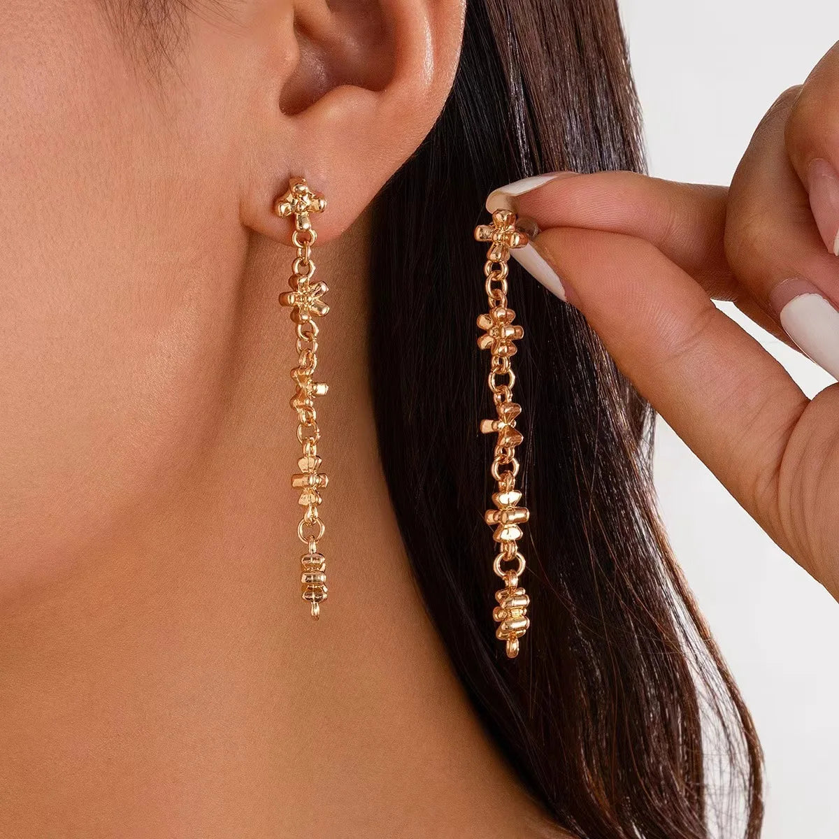 Cross Chain Necklace Bracelet Earrings for Women, Gold/Silver Trendy Dainty Design Jewelry Gifts for Her