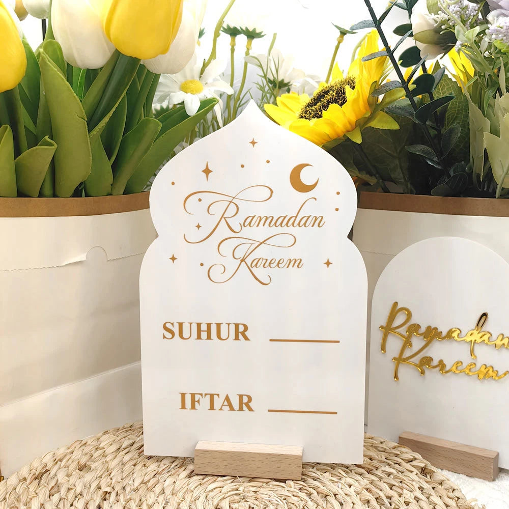 Reusable Acrylic Ramadan Calendar Board & Wooden Base ,2026 Eid Mubarak Table Decoration,Ramadan Kareem Party Supplies