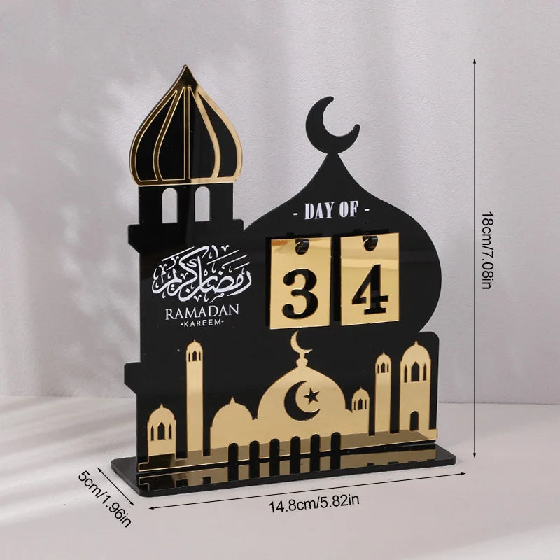 Acrylic Ramadan Countdown Calendar Gifts Day of Ramadan Calendar with Replacing Number 2026 Eid Mubarak Home Decoration Ornament