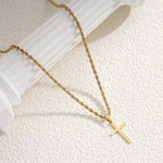 Cross pendant necklace, unisex minimalist gold jewelry, suitable for both men and women