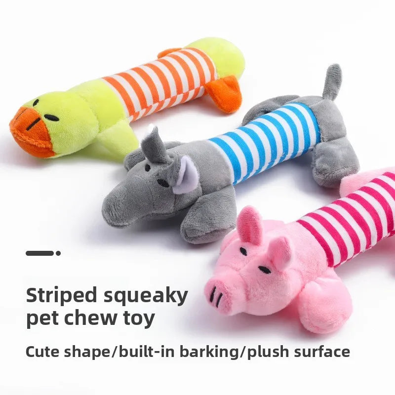 Pet Toys with Striped Plush Dog That Can Be Bitten Until They Soft They Grind Their Teeth and Play with Cats Pet Supplies