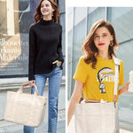 Women’s Canvas Tote Bag with Multiple Pockets, Large Capacity Shoulder Messenger Bag.