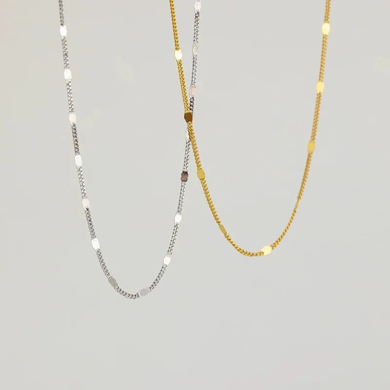 S925 Sterling Silver Necklaces For Women Simple Chain Fashion Minimalist Pendant Sparkling Birthday Gift