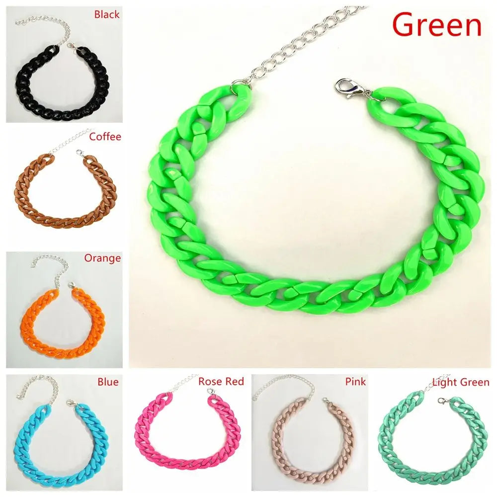 Women's Neck Chain Fashion Colorful Acrylic Thick Necklace For Women Men Bohemian Plastic Choker Collar Jewelry Gifts