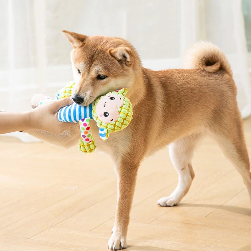 Pet Plush Toy Cat Dog Puzzle Toy Cute Animals Bite Resistant Interactive Squeaky Pet Dog Teeth Cleaning Chew Toy