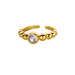 Luxury Zircon Round Rings For Women 18K Gold Plated Crystal Geometric Adjustable Ring Wedding Christmas Fashion Jewelry Gift