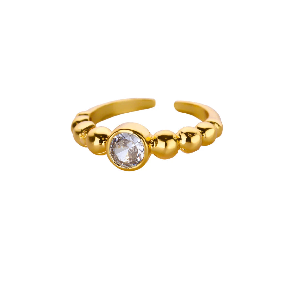 Luxury Zircon Round Rings For Women 18K Gold Plated Crystal Geometric Adjustable Ring Wedding Christmas Fashion Jewelry Gift