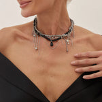 Necklaces for Women Heart-shaped Cross Imitation Pearl Tassel Long Necklace Colliers Femmes Girl Stuff