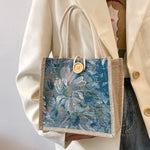 Women Ins Style Portable Hand Bag Linen Bag Students Handbags.