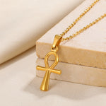 Necklace For Women Classic Cross Collar Gold Color Egyptian Nile Ankh Choker Stainless Steel Chain Aesthetic Jewelry Gift