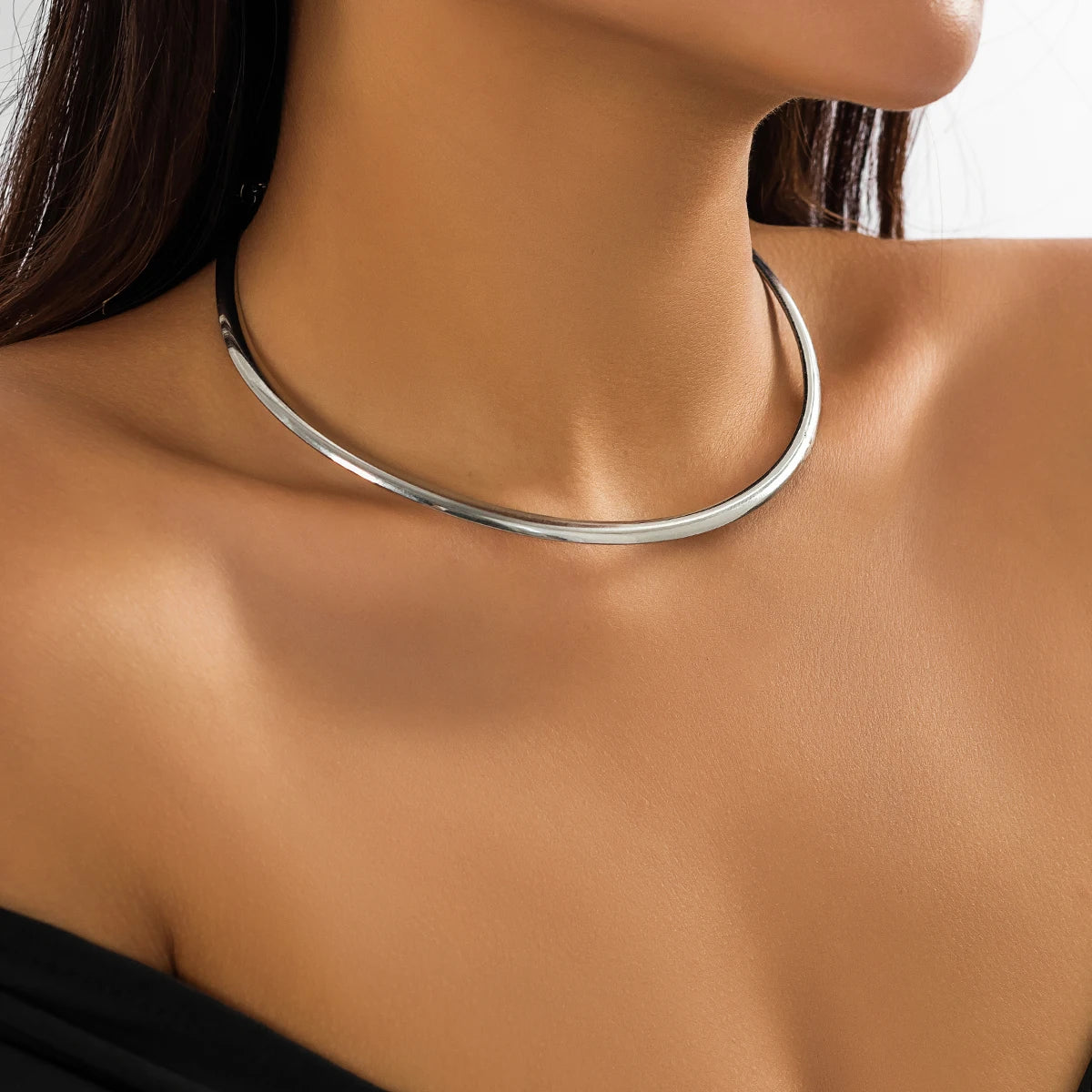 Elegant Simple Chunky Circle Torques Necklace for Women Trendy Choker Collar Fashion Jewelry on the Neck Accessories