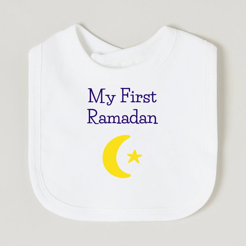 Moon Star My First Ramadan Baby Bibs Boys Girls Cotton Bib Newborn Saliva Bib Eid Mubarak Muslim Islamic Festival Keepsake Gift