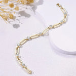 Gold Bracelets for Women Dainty 14K Gold Plated Cubic Zirconia Paperclip Chain Bracelet Trendy Jewelry