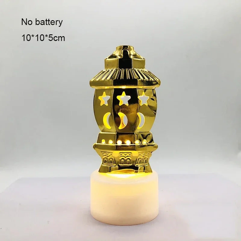 Ramadan Decoration Eid Mubarak Iron Candle LED Light Ornament Islam Muslim House Party Decoration Gift Not Include Battery