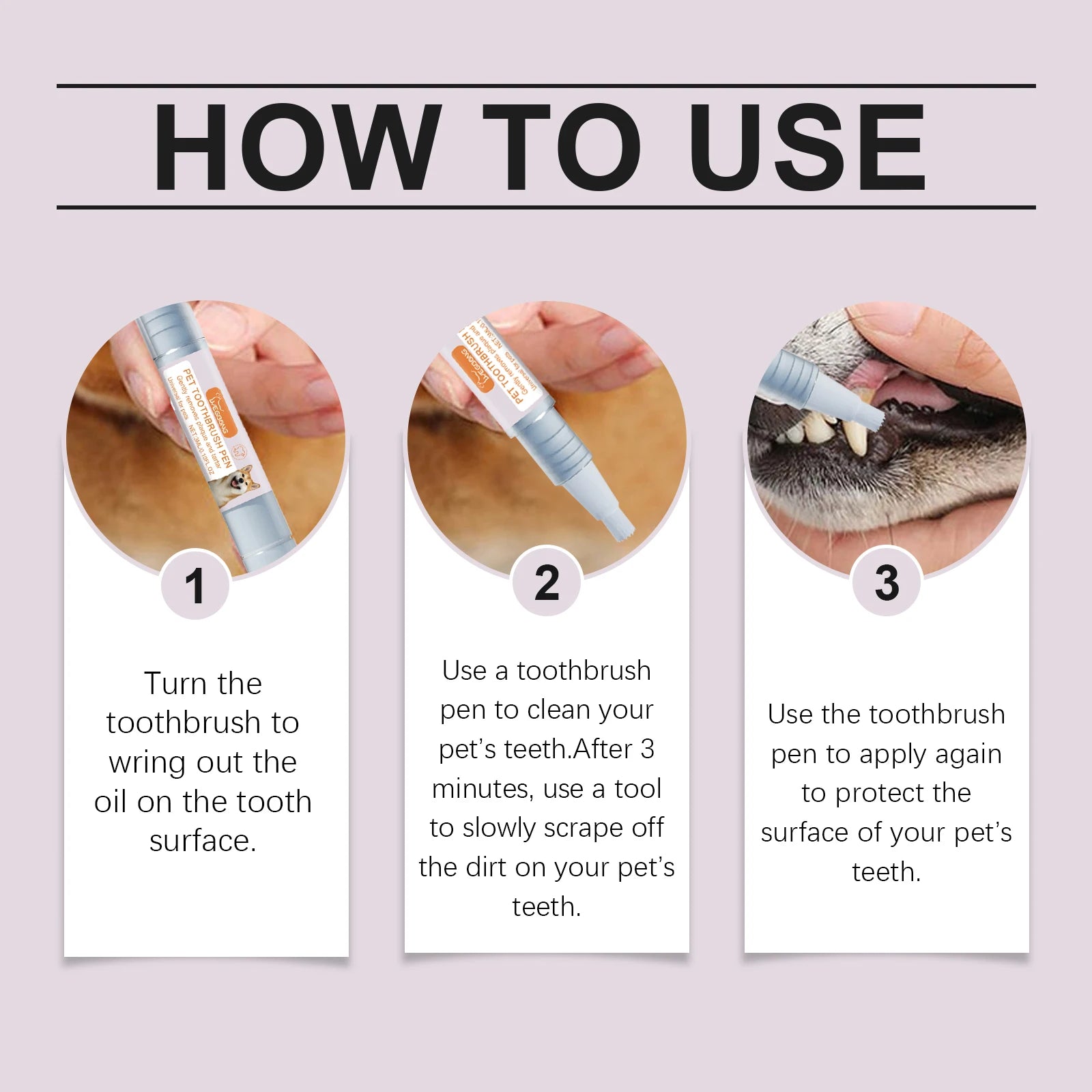 Pet Toothbrush a Pen Teeth Cleaning Pen for Dogs & Cats to Remove Tartar, Calculus, Bad Breath and Oral Odor