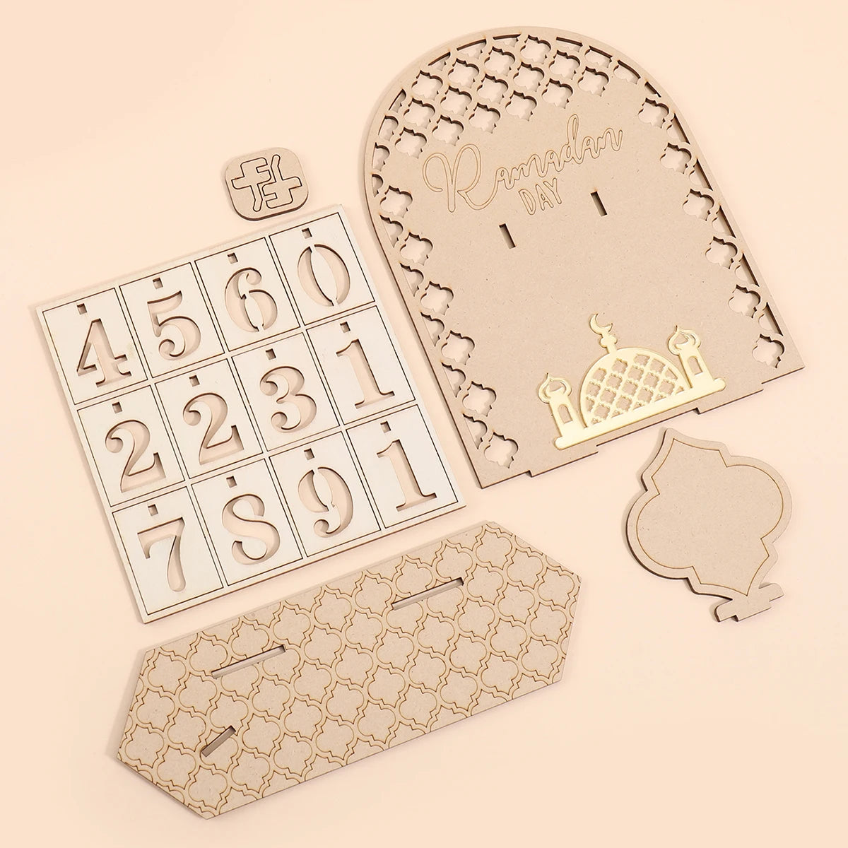 Ramadan Wooden Countdown Calendar, Eid Desk Calendar for Home & Office Decor
