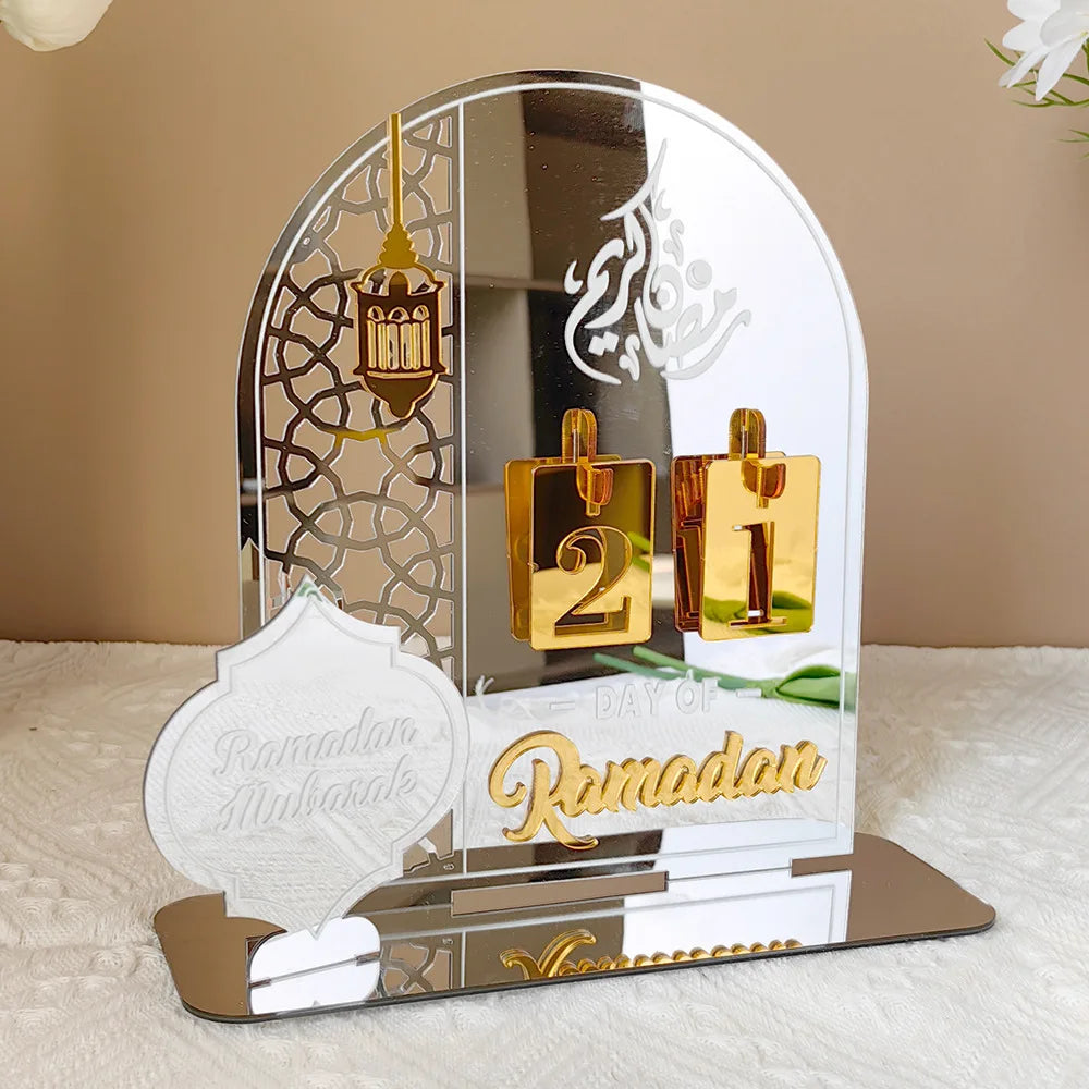 Acrylic Ramadan Countdown Calendar with Base Mubarak Islam Advent Gifts Ramadan Home Desktop Decora Countdown Numbers Calendar