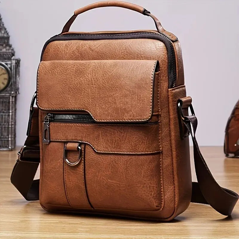 Brand Men Shoulder Bag for 9.7" iPad Men PU Leather Flaps Men's Crossbody Bags Business Flap Male Solid Messenger & Travel Bag