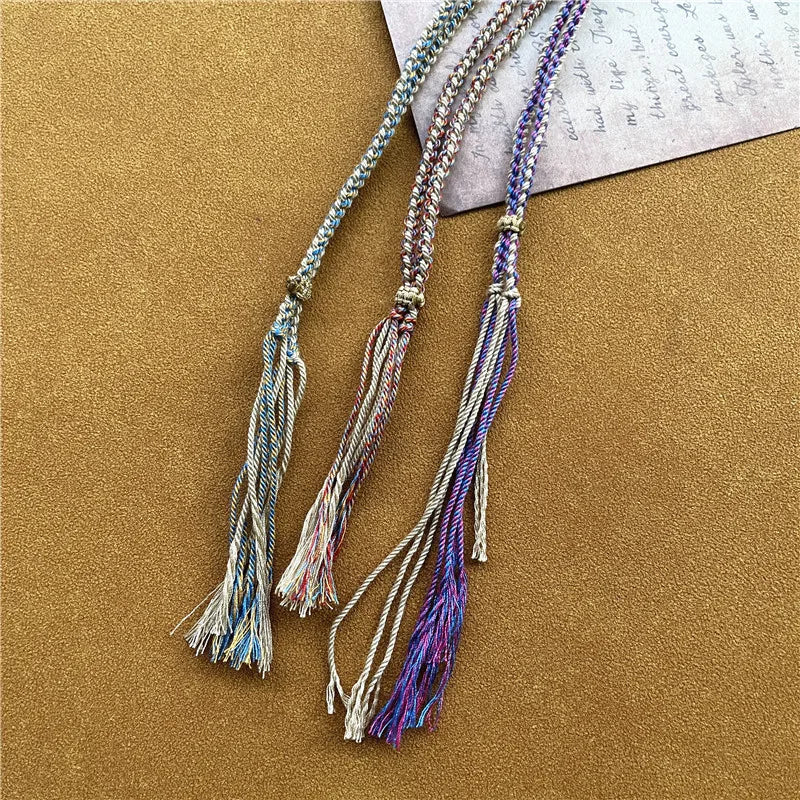 Necklaces for Women Cotton Chain Colorful Pendant Hand Knitted Jewelry on the Neck Retro Long Necklace Premium Couple Pendants