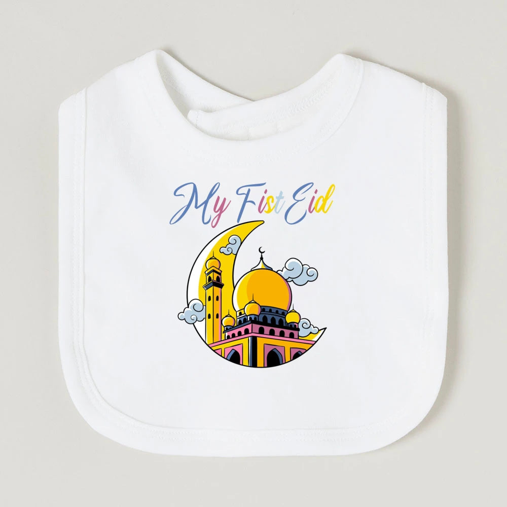 Moon Star My First Ramadan Baby Bibs Boys Girls Cotton Bib Newborn Saliva Bib Eid Mubarak Muslim Islamic Festival Keepsake Gift