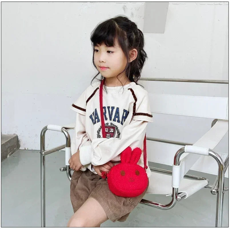 New Cute Little Rabbit Baby Girls Handbags Fashion School Bags for Girls Kids Small Shoulder Lunch Bags.