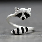 Animal Rings for Women Girls Lovely Open Raccoon Rings Snake Ring Fox Tail Ring for Wife Girlfriend Birthaday Gift
