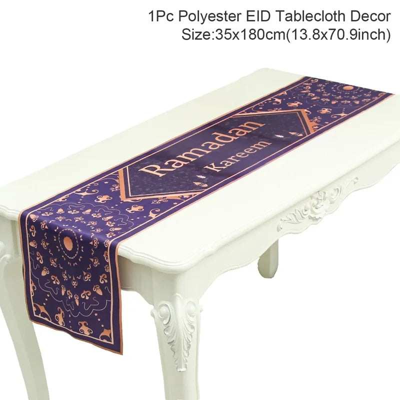 Ramadan Decor Table Runner EID Mubarak Decoration For Home Tablecloth Ramadan Kareem Islamic Muslim Party Eid Al Adha Gifts