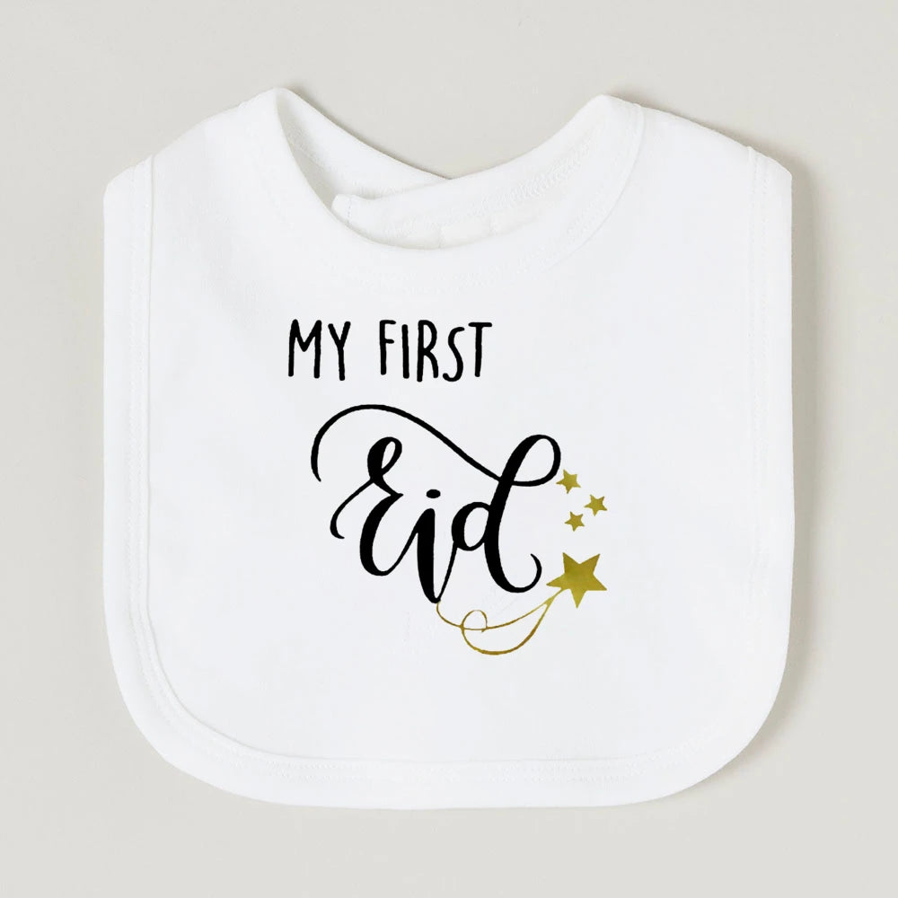 Moon Star My First Ramadan Baby Bibs Boys Girls Cotton Bib Newborn Saliva Bib Eid Mubarak Muslim Islamic Festival Keepsake Gift