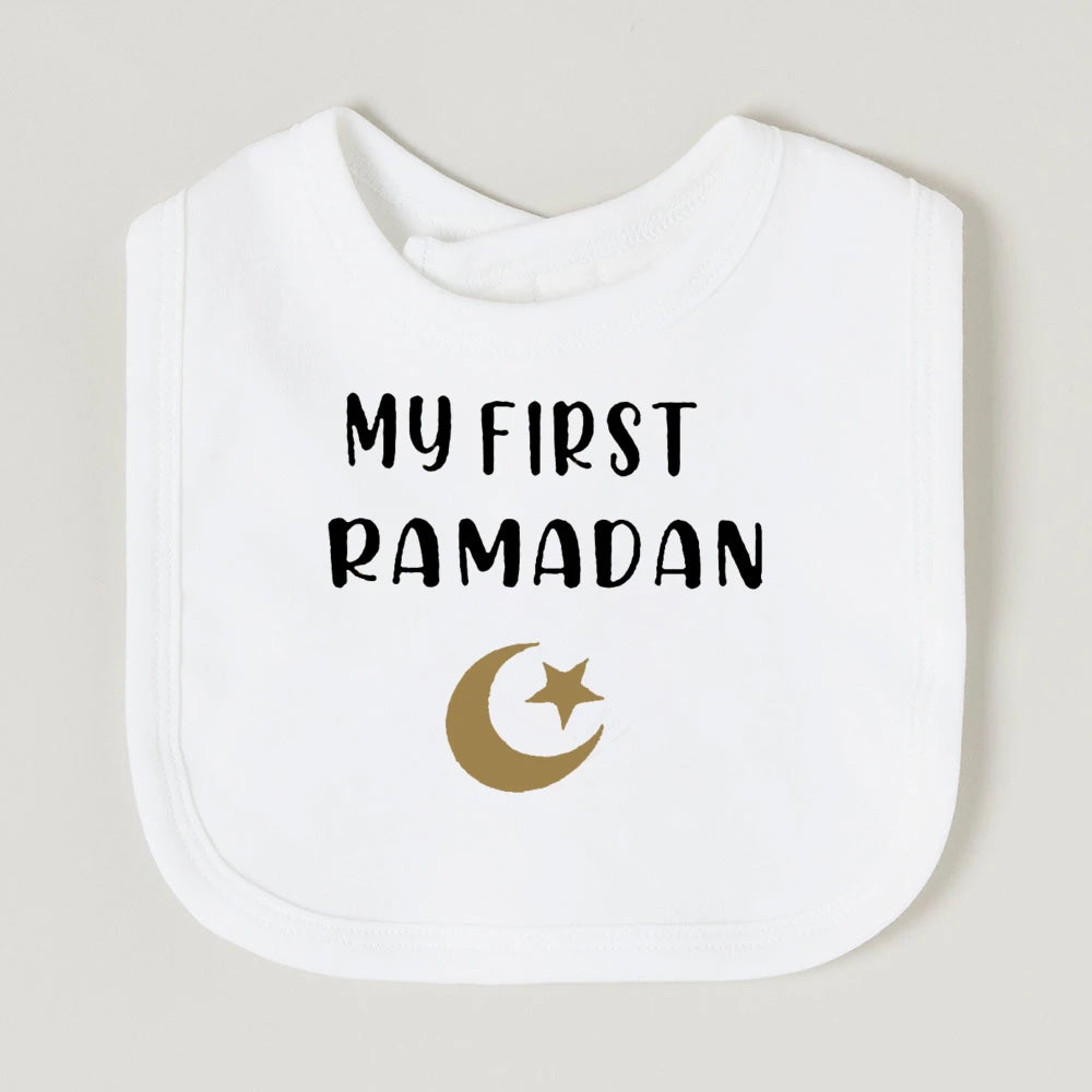 Moon Star My First Ramadan Baby Bibs Boys Girls Cotton Bib Newborn Saliva Bib Eid Mubarak Muslim Islamic Festival Keepsake Gift