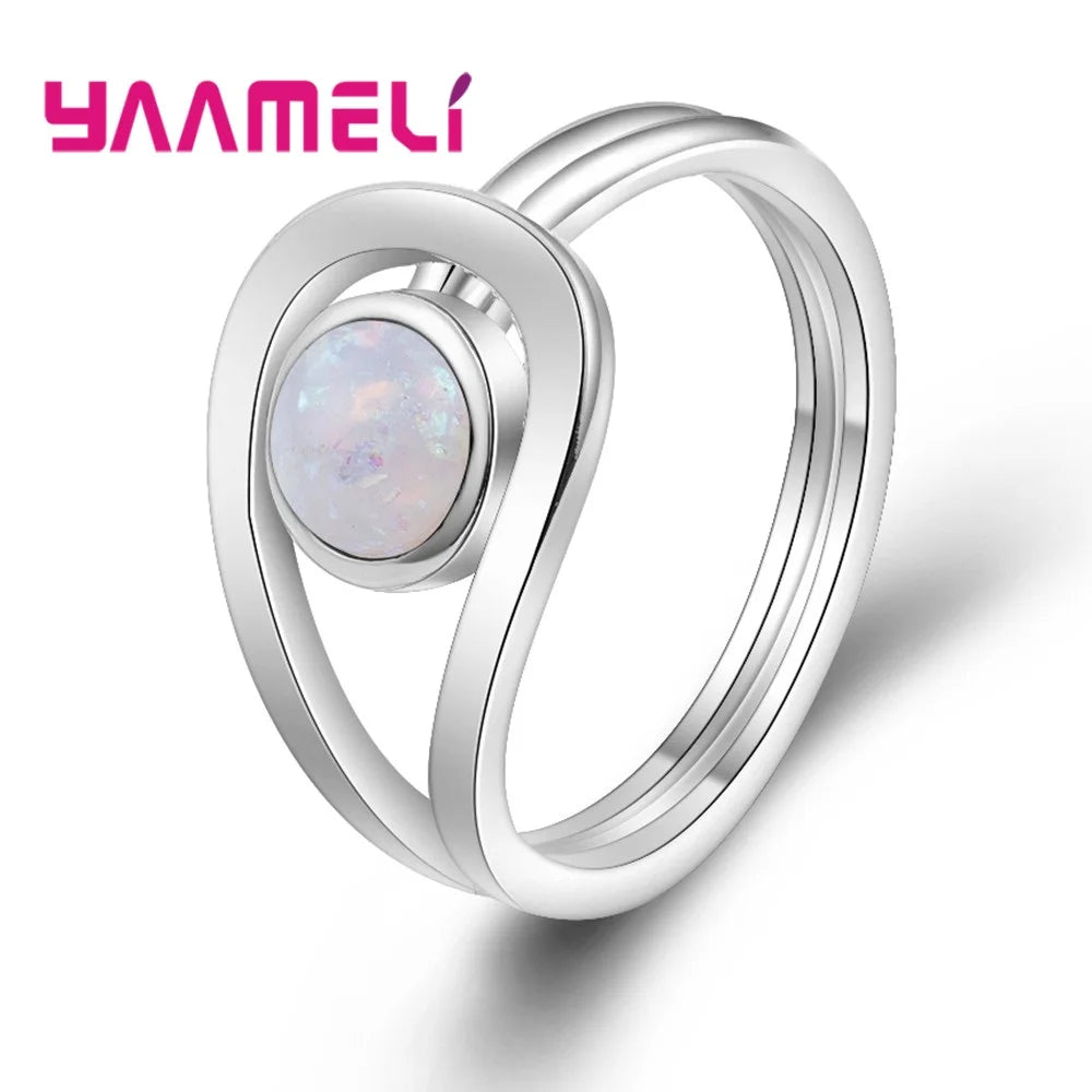 925 Sterling Silver Rings For Women Circle Fashion Jewelry Beautiful Gift