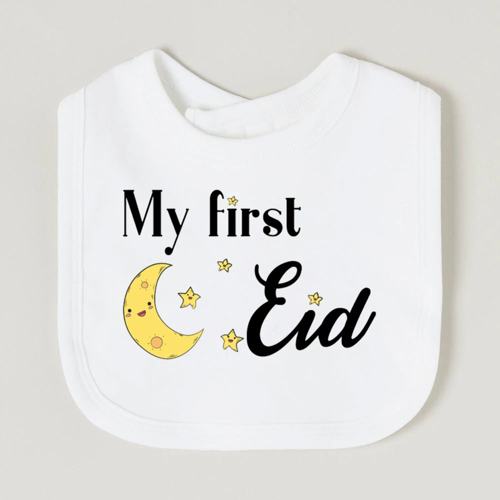 Moon Star My First Ramadan Baby Bibs Boys Girls Cotton Bib Newborn Saliva Bib Eid Mubarak Muslim Islamic Festival Keepsake Gift