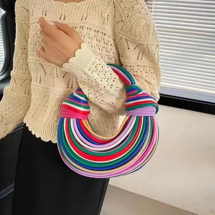 Handbags for Women 2026 New Gold Luxury Designer Brand Handwoven Noodle Bag.