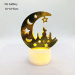Ramadan Decoration Eid Mubarak Iron Candle LED Light Ornament Islam Muslim House Party Decoration Gift Not Include Battery