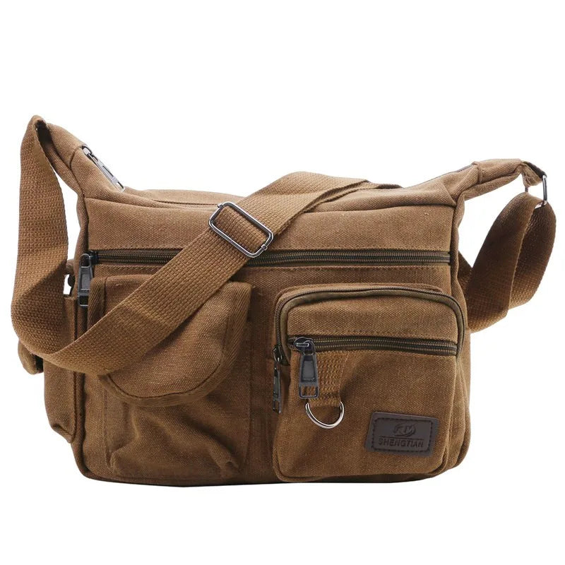 Men Canvas Shoulder Bags Casual Tote Travel Men's Crossbody Bag.