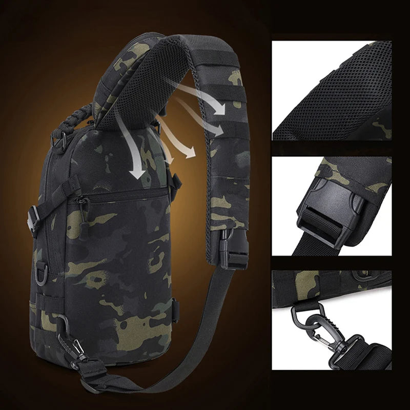 Men's Camping Chest Bag Tactical Sports Shoulder Outdoor Fanny Pack.