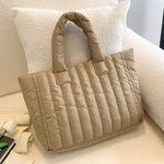 Ladies Tote Bags Large Capacity Cotton Padded Bag Solid Color.