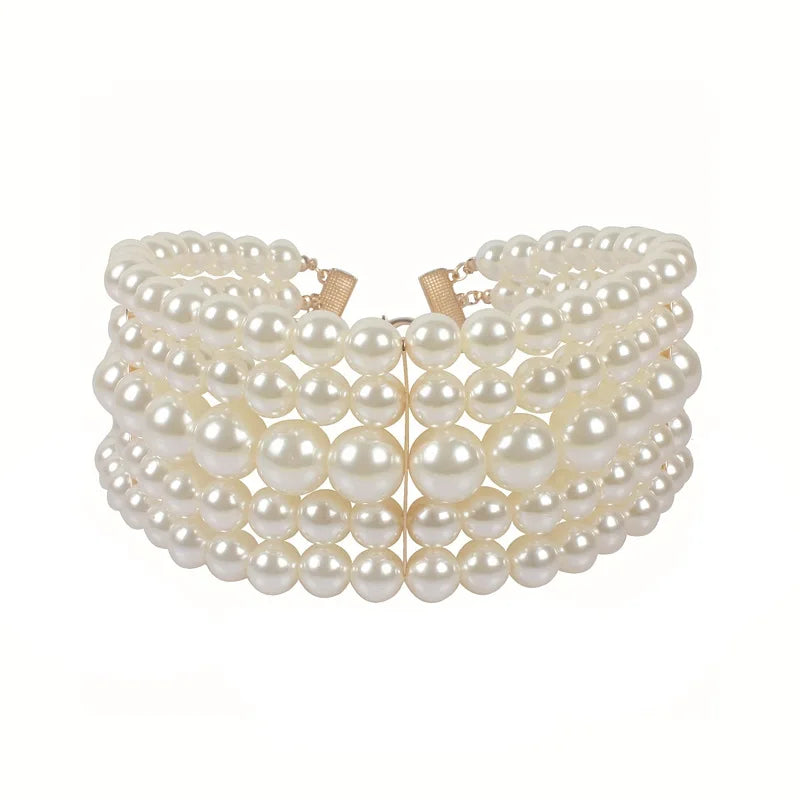 Pearl Beaded Necklace for Women Multilayer Choker Trend Chain Collares On The Neck Chokers Female Party Accessories