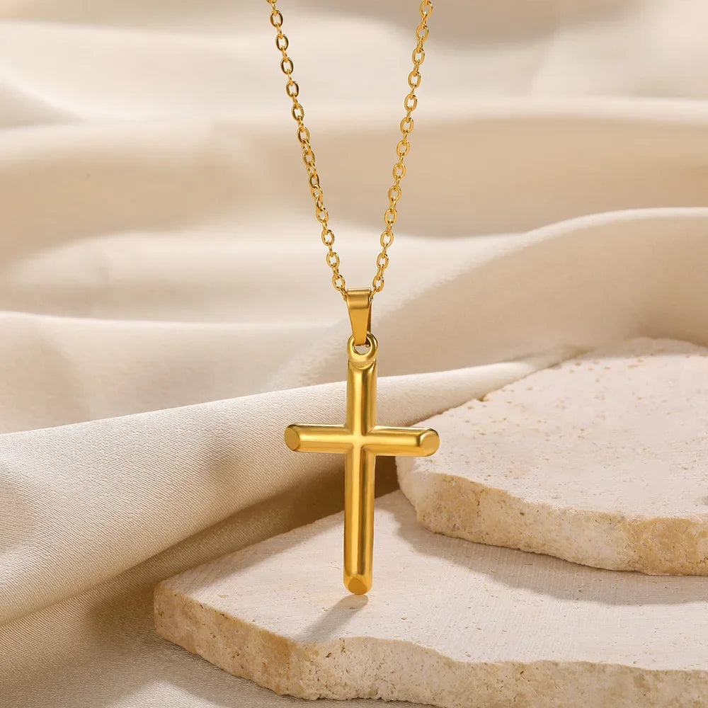 Necklace For Women Classic Cross Collar Gold Color Egyptian Nile Ankh Choker Stainless Steel Chain Aesthetic Jewelry Gift