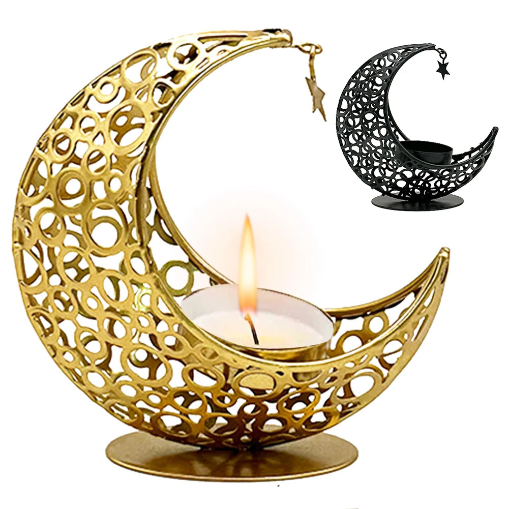 Eid Mubarak Candle Holder Metal Moon Candle Holder Home Islamic Muslim Party Decor Ramadan Tea Light Holder Ramadan Candle Stand