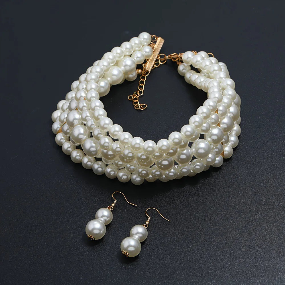 Pearl Beaded Necklace for Women Multilayer Choker Trend Chain Collares On The Neck Chokers Female Party Accessories