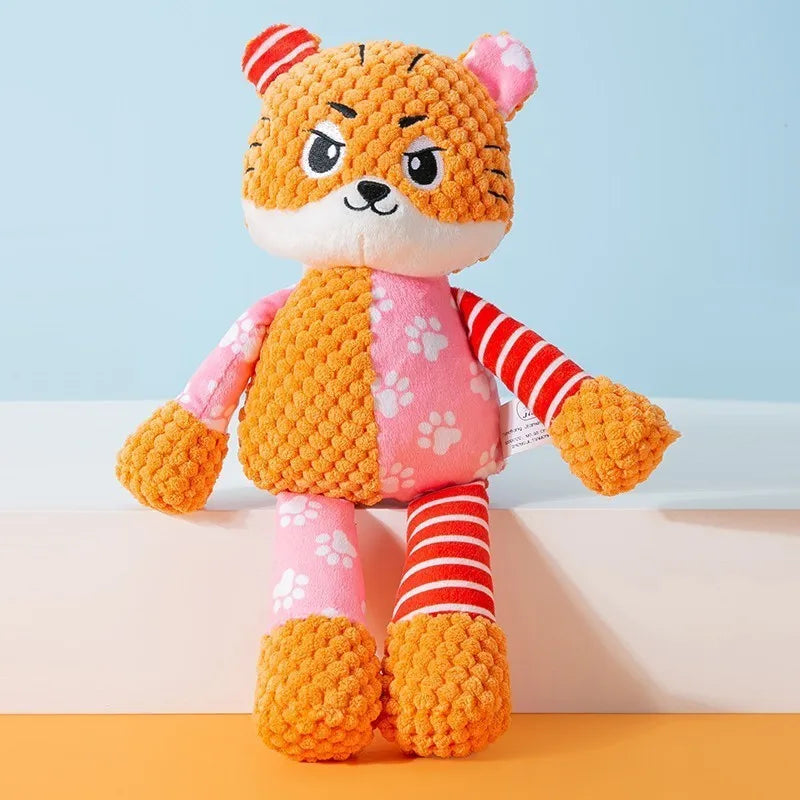 Pet Plush Toy Cat Dog Puzzle Toy Cute Animals Bite Resistant Interactive Squeaky Pet Dog Teeth Cleaning Chew Toy