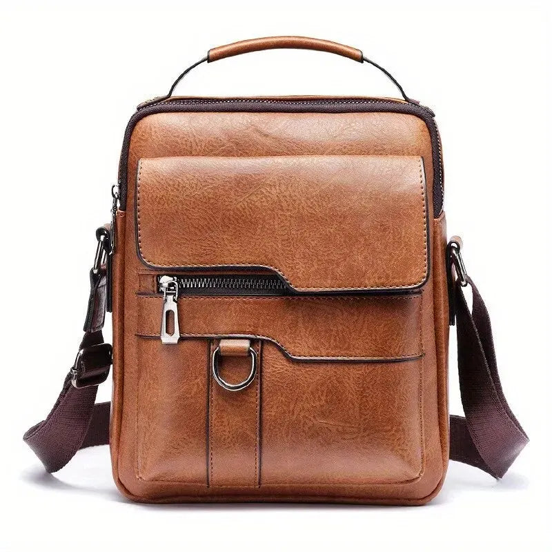 Brand Men Shoulder Bag for 9.7" iPad Men PU Leather Flaps Men's Crossbody Bags Business Flap Male Solid Messenger & Travel Bag