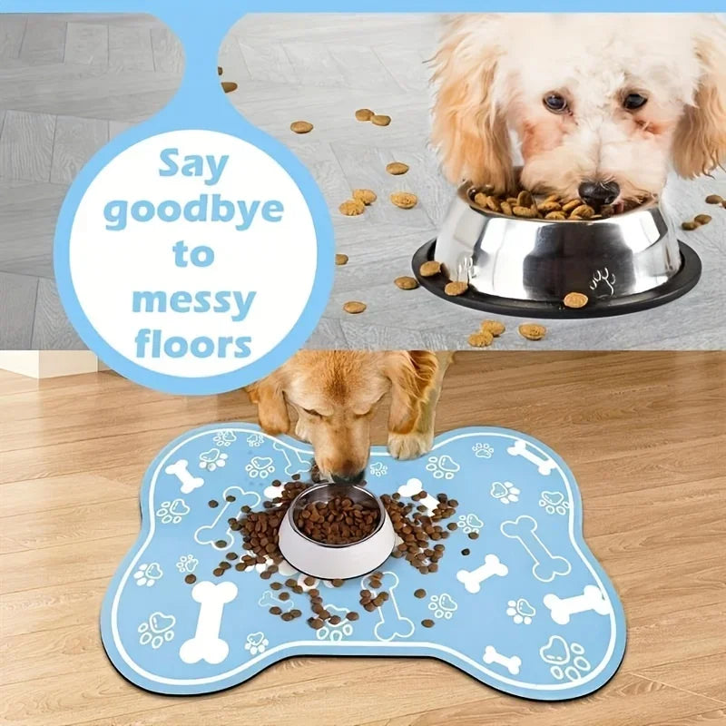 Pet Feeding Mat Non slip, Scratch resistant, Quick drying Pet Meal Mat, Suitable for Dogs and Cats - Easy to Clean