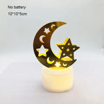 Ramadan Decoration Eid Mubarak Iron Candle LED Light Ornament Islam Muslim House Party Decoration Gift Not Include Battery