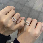 Cat Rings for Women Simple White Zircon Elegant Adjustable Rings Cute Animal Fashion Jewelry
