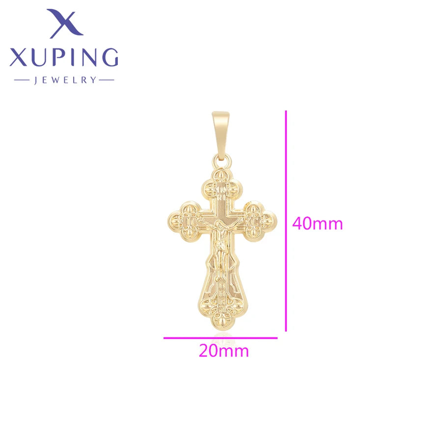 Jewelry Charm Cross Pendant Necklace of Light Gold Color Women Girls Exquisite Gift
