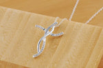 925 sterling Silver Creative cross crystal Pendant Necklace For Women fashion party wedding accessories.