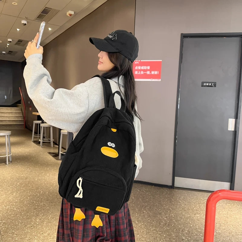 Cartoon Duck Kids Backpack Bag for Girls Boys Canvas Primary Student Children School Bags.