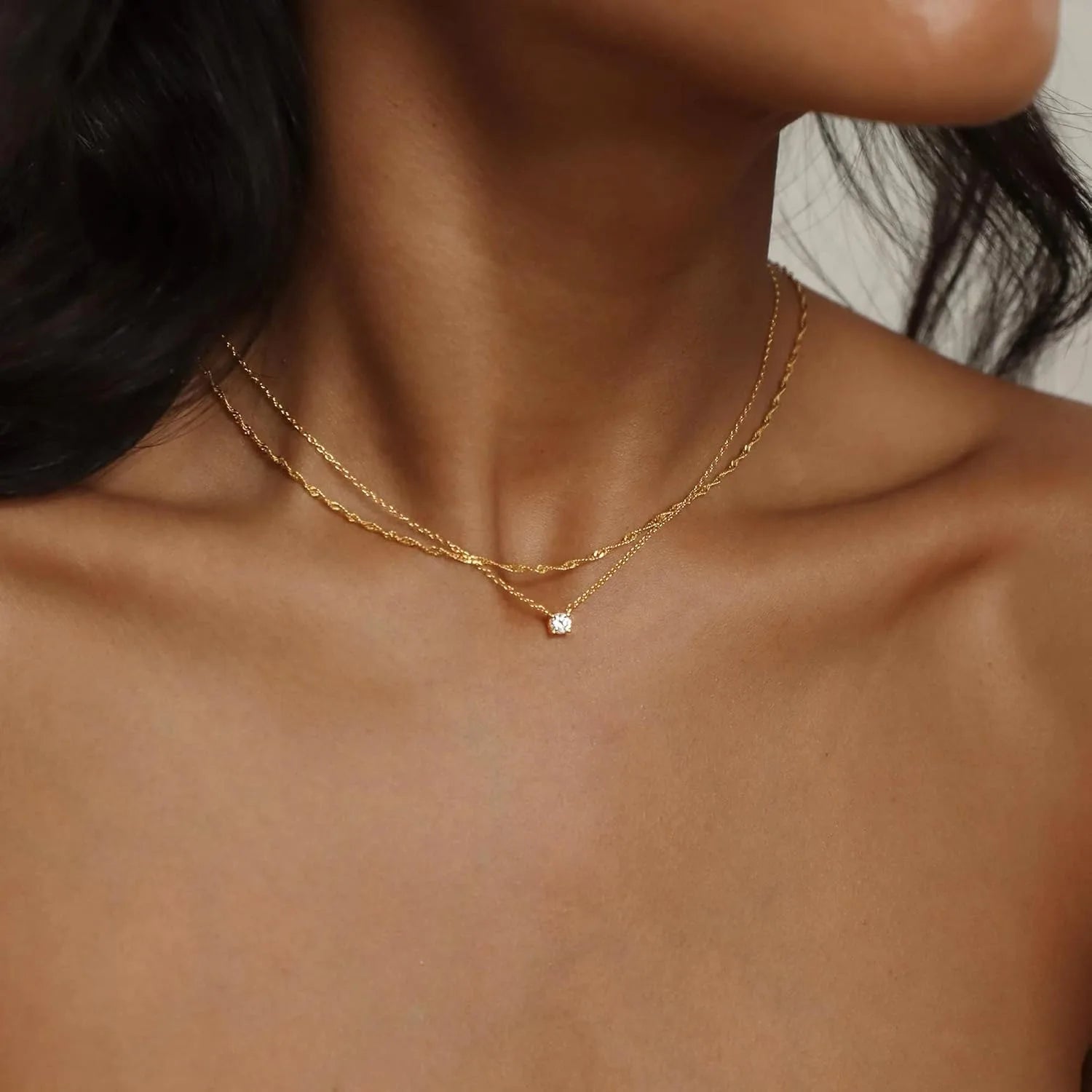 Diamond Necklaces for Women K Gold/Sterling Silver Choker Necklace Simple Gold Plated Jewelry for Women Gifts